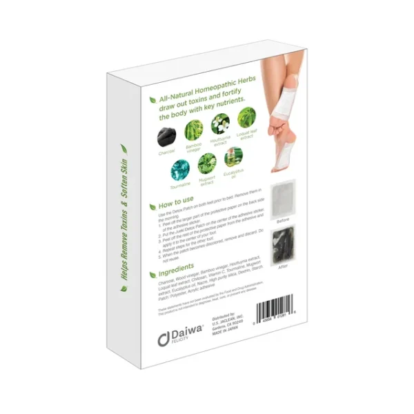 Jueki Detox Foot Pads - Bamboo Vinegar Charcoal Hygiene Patches (8 Pads/4 Pairs) - Image 3